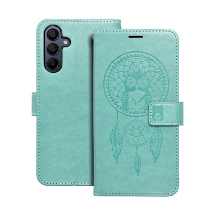 Flipové puzdro Mezzo pre Samsung A16 Lapač so sovičkou zelené