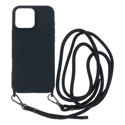Zadný kryt Simple pre iPhone 16 Pro Max čierny so šnúrkou