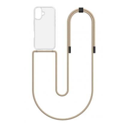 Zadný kryt Simple pre iPhone 16 s béžovou šnúrkou priehľadný