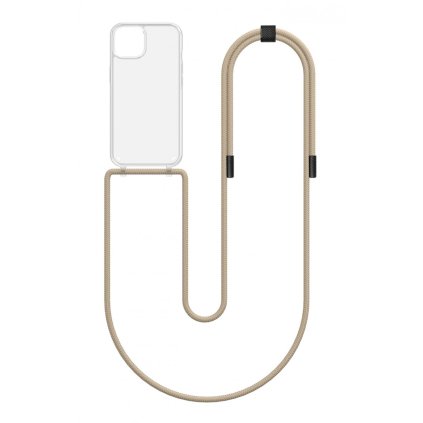 Zadný kryt Simple pre iPhone 14 s béžovou šnúrkou priehľadný