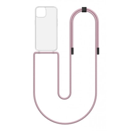 Zadný kryt Simple pre iPhone 13 s ružovou šnúrkou priehľadný