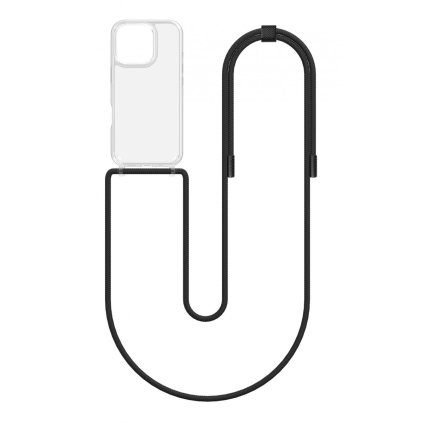 Zadný kryt Simple pre iPhone 16 Pro s čiernou šnúrkou priehľadný