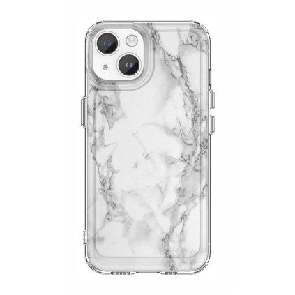 Zadný pevný kryt STYLE na iPhone 14 Mramor biely