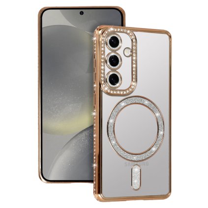 Zadný kryt Bling Magsafe pre Samsung Galaxy A55 5G zlatý
