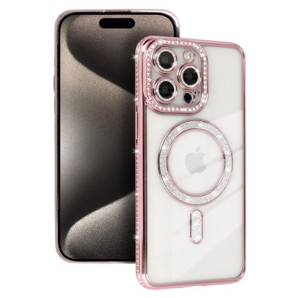Zadný kryt Bling Magsafe pre Samsung Galaxy A55 5G ružový
