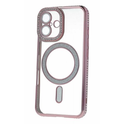 Zadný kryt Bling Magsafe pre iPhone 16 ružový