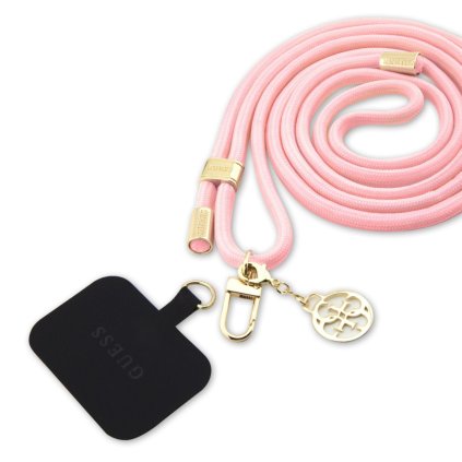 Popruh na crossbody Guess Cord 4G Charm Gold/Pink