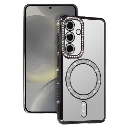 Zadný kryt Bling Magsafe pre Samsung Galaxy S25 čierny