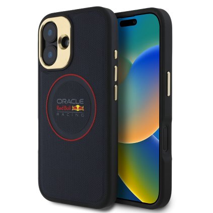 Zadný kryt Red Bull PU Leather Red Ring MagSafe pre iPhone 16 Navy