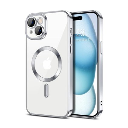 Zadný kryt Techsuit Luxury Crystal MagSafe iPhone 15 strieborný