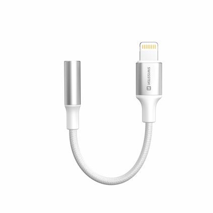 Audio adaptér Swissten Lightning - 3,5 mm aux 0,15 m biely