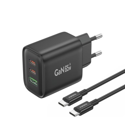 Rýchlonabíjačka Foneng GaN10-EU s dátovým káblom USB-C 65W čierna