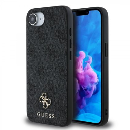 Zadný kryt Guess PU 4G Small Metal Logo MagSafe pre iPhone 16e Grey