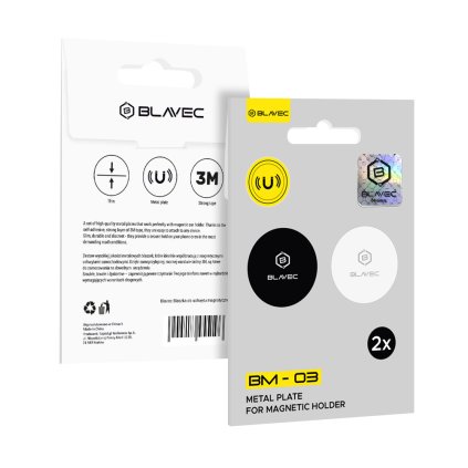 Sada 2 ks kovových lepiacich žetónov Blavec BM-03 black + silver