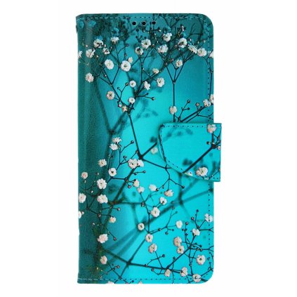 Knižkové puzdro na Xiaomi Redmi Note 14 Pro+ 5G Modré s kvetmi