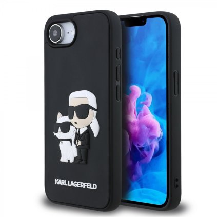 Zadný kryt Karl Lagerfeld 3D Rubber Karl a Choupette pre iPhone 16e Black