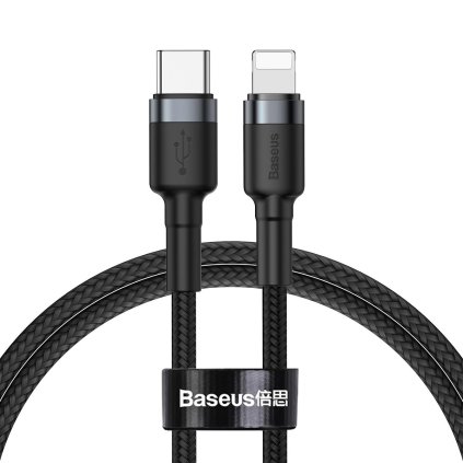 Datový kábel Baseus Cafule USB-C - Lightning 20W 1m grey-black