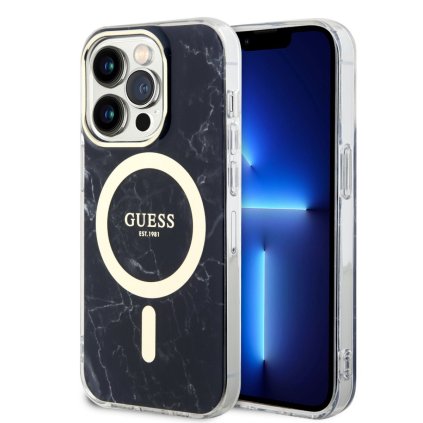Zadný kryt Guess IML Marble MagSafe pre iPhone 13 Pro Black