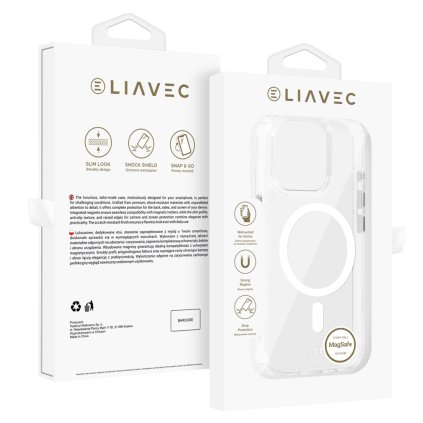 Zadný kryt Liavec Glossy Magsafe Clear pre iPhone 15 Pro biely