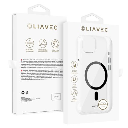 Zadný kryt Liavec Glossy Magsafe Clear pre iPhone 15 čierny