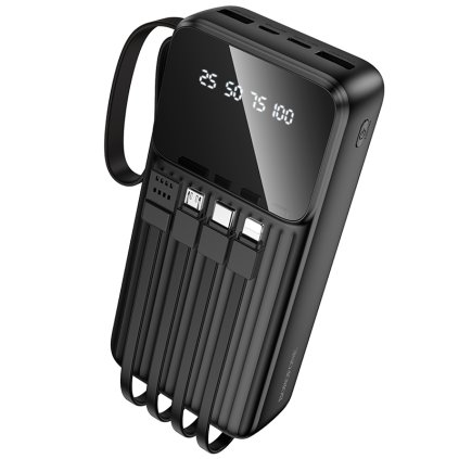 Powerbanka Borofone BJ76A Smart 20000mAh 2xUSB-A s káblami USB-C, Lightning a micro-USB čierna