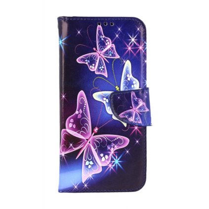 Knižkové puzdro na Samsung A56 Modré s motýlikmi