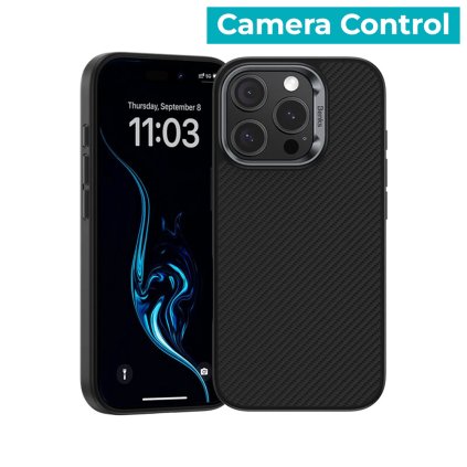 Zadný kryt Benks Magnetic Armor Pro Camera Control Kevlar Metal Frame 600D (D065) pre iPhone 16 Pro čierny