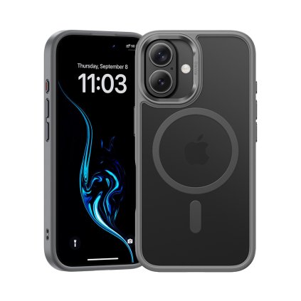 Zadný kryt Benks Magnetic Mist Metal Frame pre iPhone 16 Plus šedý