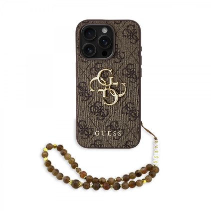 Zadný kryt Guess PU 4G Metal Logo Strap pre iPhone 15 Pro Max Hnedý