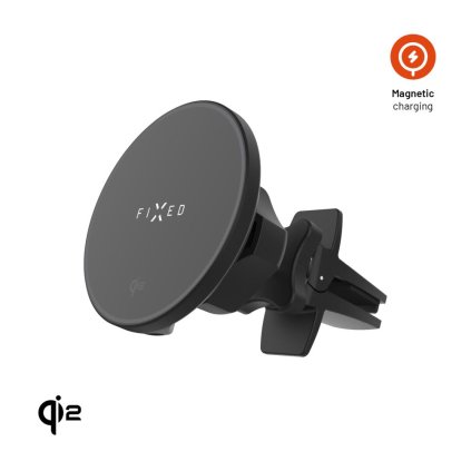 Držiak s bezdrôtovým nabíjaním FIXED MagRound 2, podpora MagSafe, 15W, Qi2, čierny