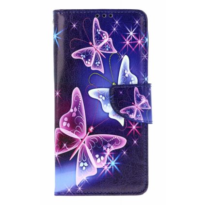 Knižkové puzdro na Xiaomi Redmi Note 14S Modré s motýlky