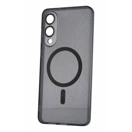 Zadný kryt Glitter Magsafe pre Samsung Galaxy S25 Edge čierny clear