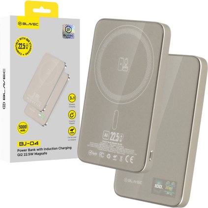 Powerbanka Blavec BJ-04 Ultra Slim 7,8mm 5000mAh USB-C magnetická Magsafe 3v1 (PBBJ04-MC5GD) 22,5W zlatá