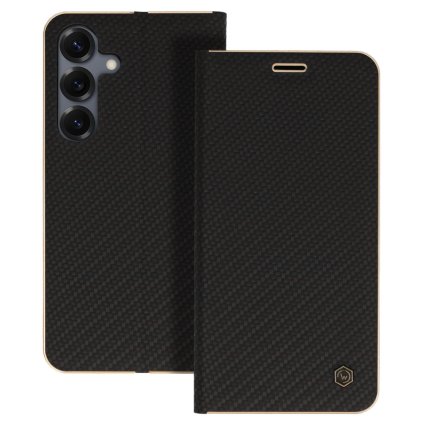 Knižkové puzdro Wonder Frame Carbon pre Samsung Galaxy S25 Ultra čierne