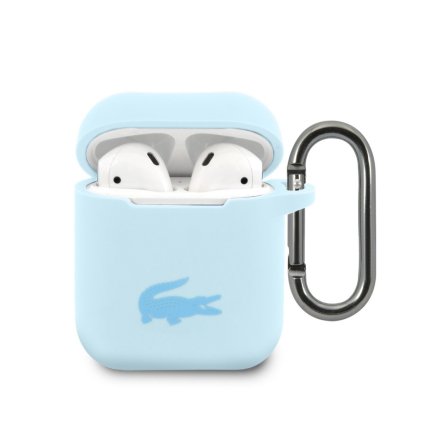 Puzdro Lacoste Liquid Silicone Glossy Printing Logo pre AirPods 1/2 – modré