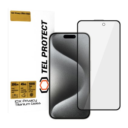Tvrdené sklo Tel Protect 10X Privacy Titanium pre iPhone 15 Pro Max