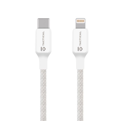 Dátový kábel Tactical Stitch Thread USB-C - Lightning 1 m White