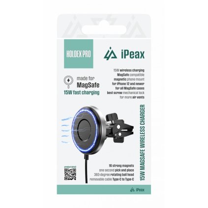 Držiak do auta iPeax s bezdrôtovým nabíjaním Holdex, čierny