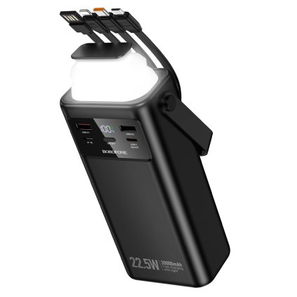 Powerbanka Borofone BJ65 High 30000mAh 2×USB‑A+USB‑C QC3.0 22,5W+PD20W s káblom 4v1 čierna