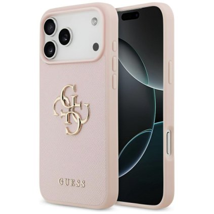 Guess Puzdro 4G Grained Big and Classic Logo iPhone 17 Pro Max ružová