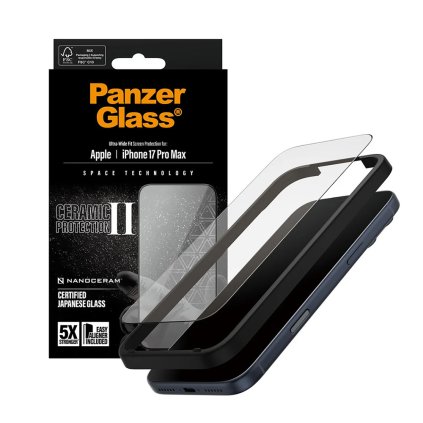 PanzerGlass Ultra-Wide Fit Ceramic II ochranné sklo s EasyAligner iPhone 17 Pro Max čierna