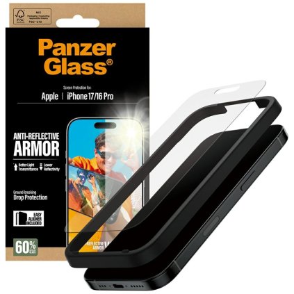 PanzerGlass® Anti-Reflective Armor ochranné sklo iPhone 17/16 Pro matné priehľadné