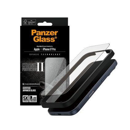 PanzerGlass Ultra-Wide Fit Ceramic II ochranné sklo s EasyAligner iPhone 17 Pro čierne