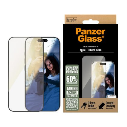 PanzerGlass Ultra-Wide Fit EyeCare ochranné sklo iPhone 16 Pro čierne