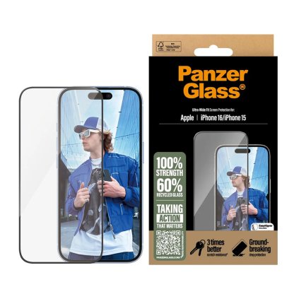 PanzerGlass Ultra-Wide Fit ochranné sklo iPhone 16 iPhone 15 čierne