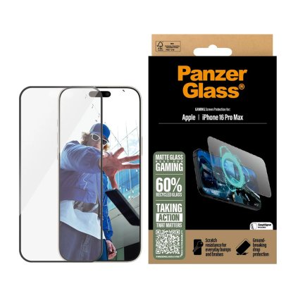 PanzerGlass® Ultra-Wide Fit herné ochranné sklo iPhone 16 Pro Max matná čierna