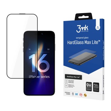 3mk HardGlass Max Lite tvrdené sklo iPhone 16 Pro iPhone 17 čierne
