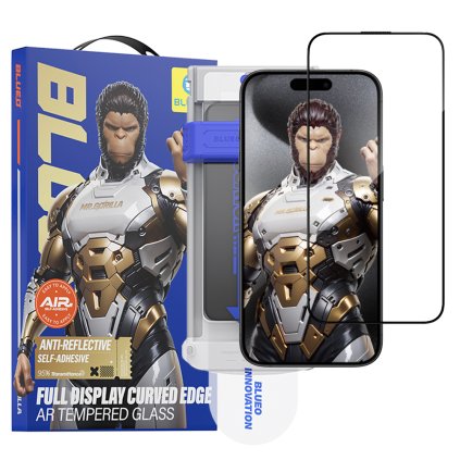 Blueo 3D ochranné sklo s aplikátorom pre iPhone 16 Pro 17 17 Pro čierne