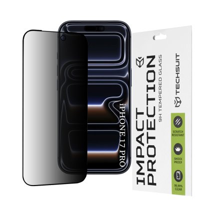 Ochranné sklo Techsuit 111D Privacy Full Glue iPhone 17 Pro čierne