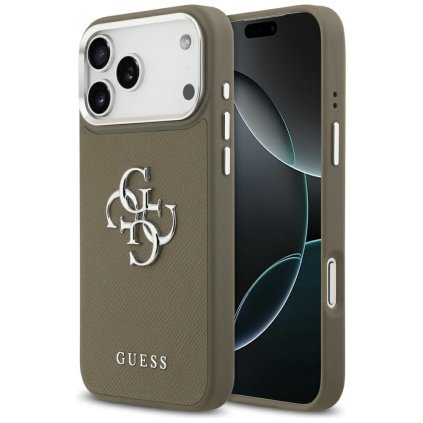Guess Puzdro Grained Big 4G Classic Logo iPhone 17 Pro Max hnedé